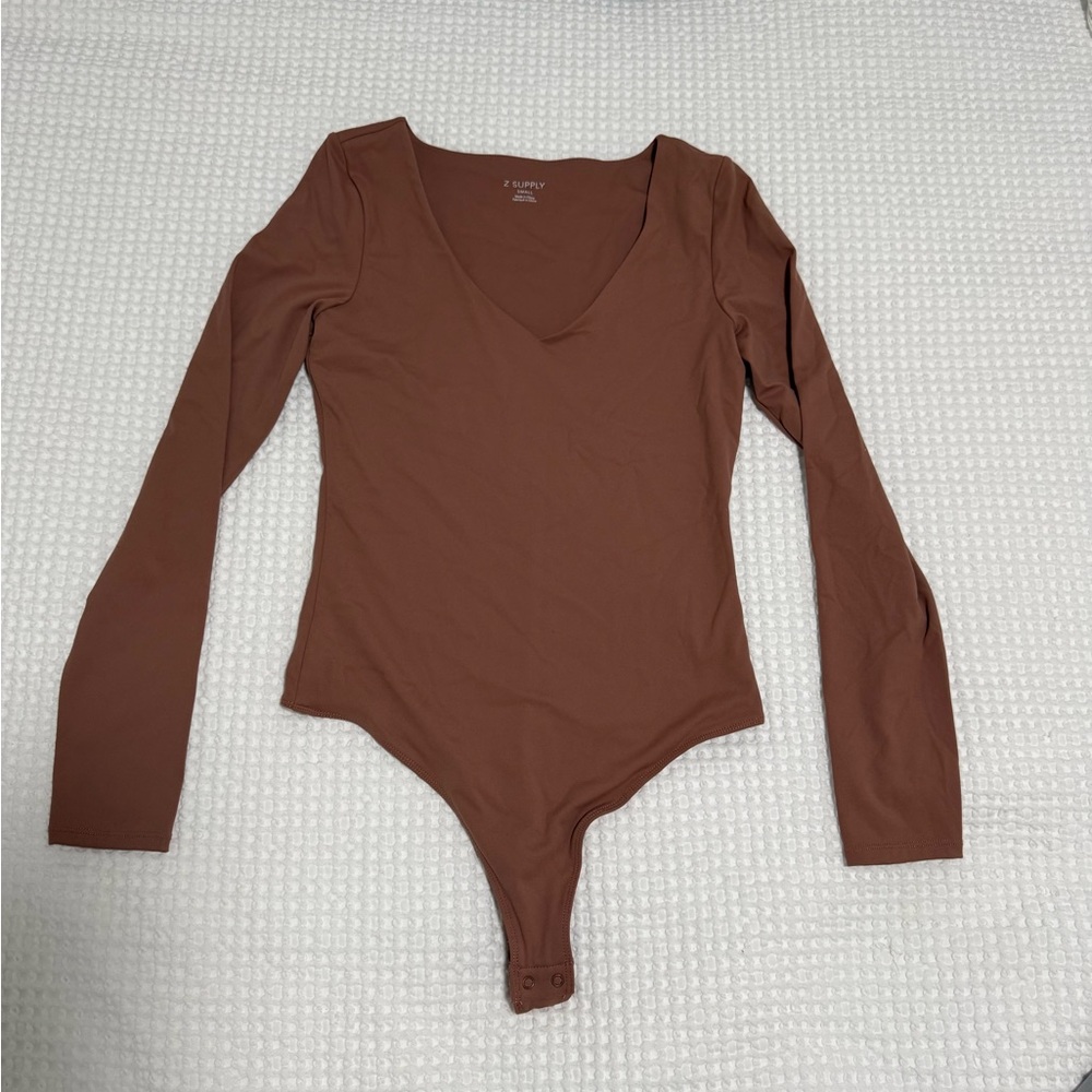 Z Supply V-Neck Brown Bodysuit - Size S - Like New Condition